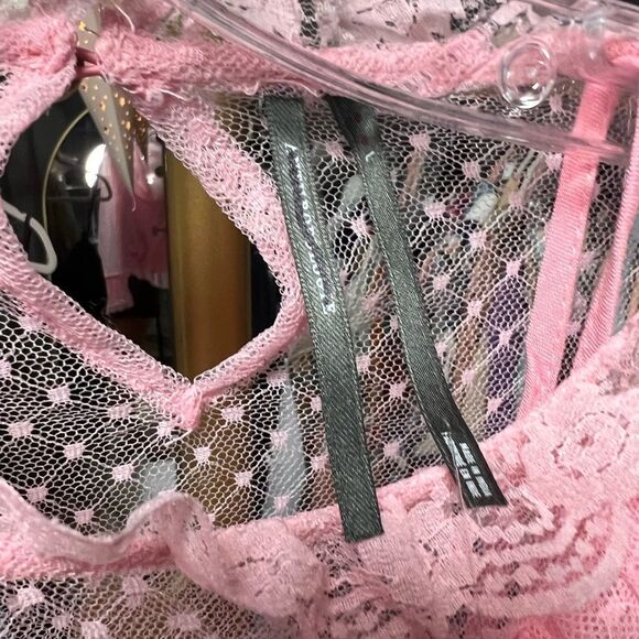 By Anthropologie Sheer Ruffle Blouse in Pink NWOT - Picture 9 of 9